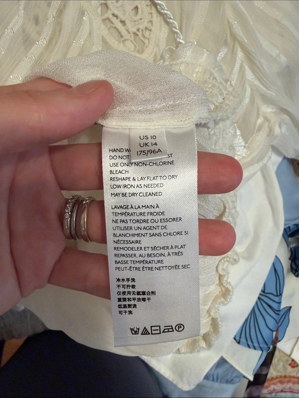 Anthropologie Cream Lace-Trim Peasant Blouse